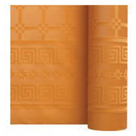 Damask coloured table cloth mandarin 1.2 x 25 m