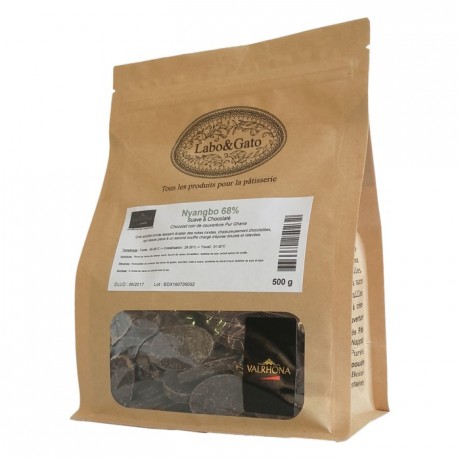 Nyangbo 68% chocolat noir de couverture pur Ghana fèves 500 g