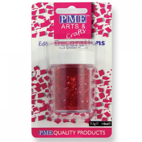 Paillettes alimentaires Glitter Flakes PME rouge 7 g