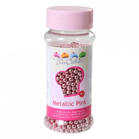 Perles de sucre FunCakes rose métallisé 80 g
