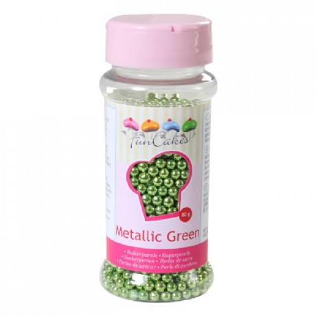 Perles de sucre FunCakes vert métallisé 80 g