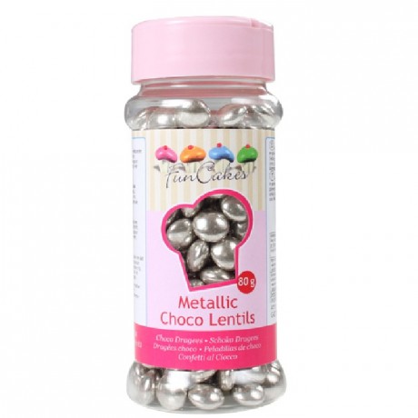 FunCakes Choco Lentils Metallic Silver 80g