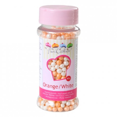 Perles tendres FunCakes orange et blanches 60 g