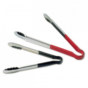 All-purpose tongs with non-slid PVC handle red L 400 mm