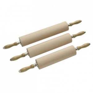 Beechwood rolling pin with handles L 300 mm Ø 80 mm