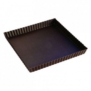 Tarte carrée cannelée anti-adhérent 230x230 mm (lot de 3)