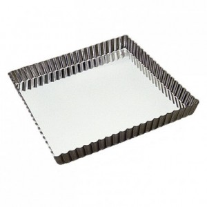 Square fluted tart mould tin 230x230 mm (pack of 3)
