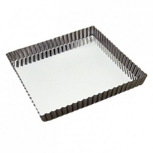 Tarte carrée cannelée fer blanc 230x230 mm (lot de 3)