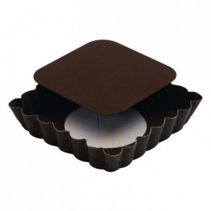 Square fluted tartlet mould loose bottom non-stick 100x100 mm (pack of 12)