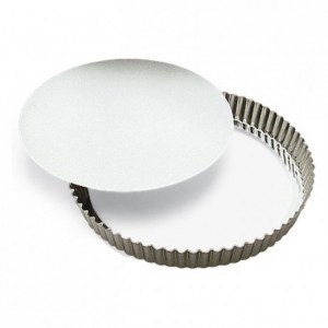 Tourtière ronde cannelée haute fond mobile fer blanc Ø200 mm (lot de 3)