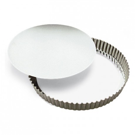 Tourtière ronde cannelée haute fond mobile fer blanc Ø280 mm (lot de 3)