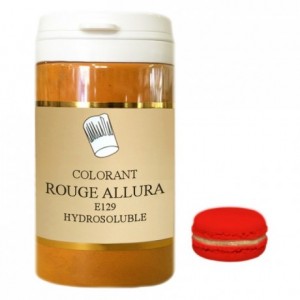 Colorant poudre hydrosoluble haute concentration rouge allura 50 g
