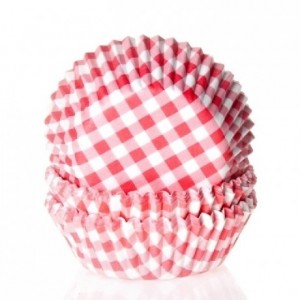 House of Marie Baking cups Gingham Red pk/50