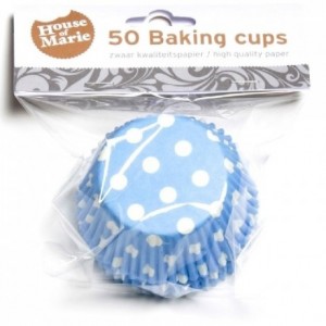 House of Marie Baking cups Polkadot Blue pk/50