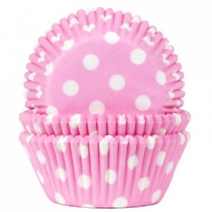 House of Marie Baking Cups Polkadot Baby Pink pk/50
