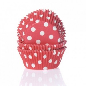 House of Marie Baking cups Polkadot Red pk/50