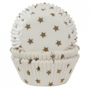 House of Marie Baking Cups Star Gold pk/50