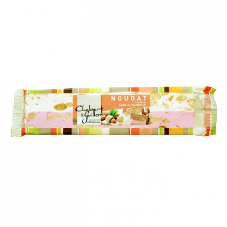 Soft nougat vanilla and raspberry bar 100g