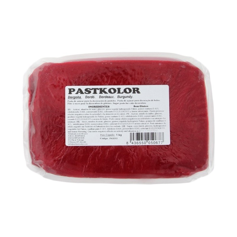 PastKolor - Pâte à sucre PastKolor rouge bordeaux 1 kg