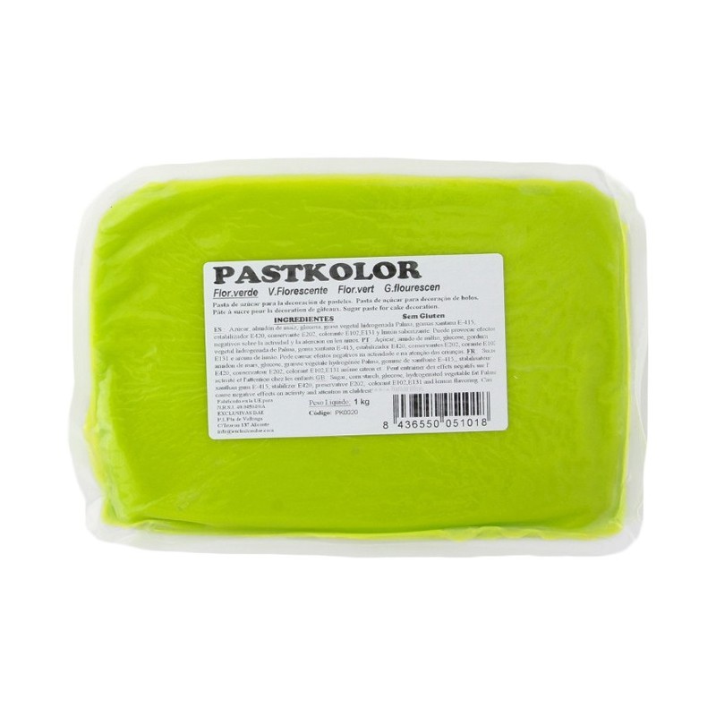 PastKolor - Pâte à sucre PastKolor vert fluo 1 kg