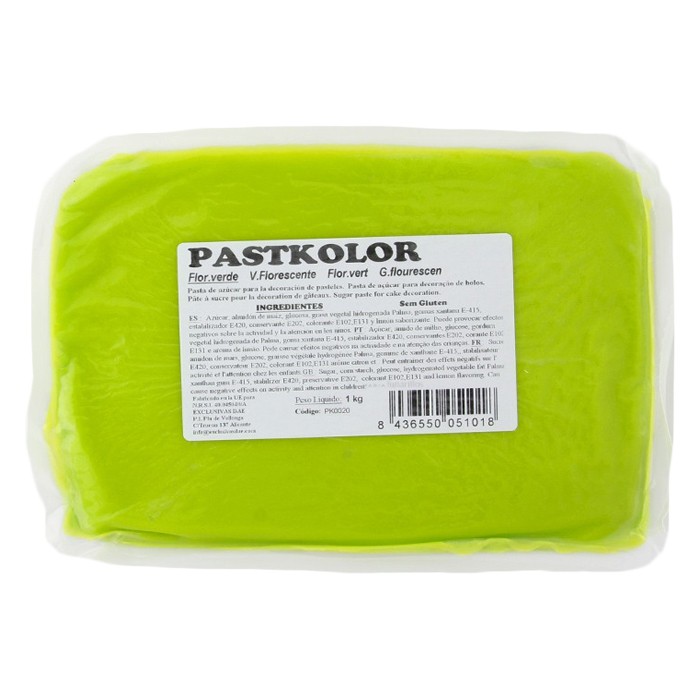 PastKolor - Pâte à sucre PastKolor vert fluo 1 kg