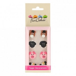 Décors en sucre FunCakes Animaux de la Ferme 8 pièces