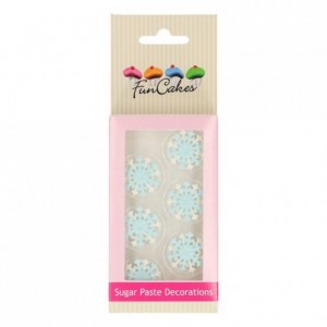 Décors en sucre FunCakes Flocons de neige bleu 6 pièces